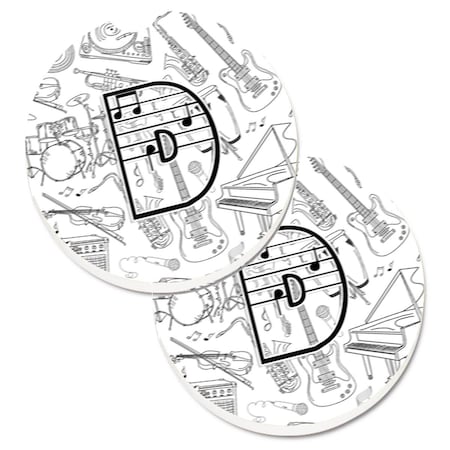 Carolines Treasures Letter D Musical Note Letters Set of 2 Cup Holder Car Coaster CJ2007-DCARC